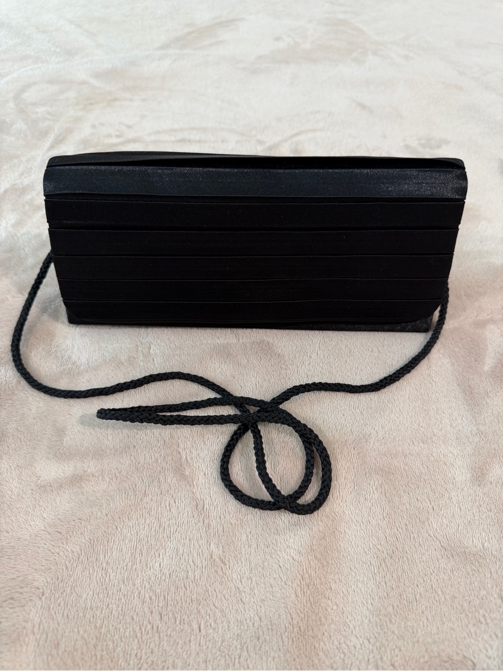 Elegant Black Satin Evening Clutch with Chain Strap